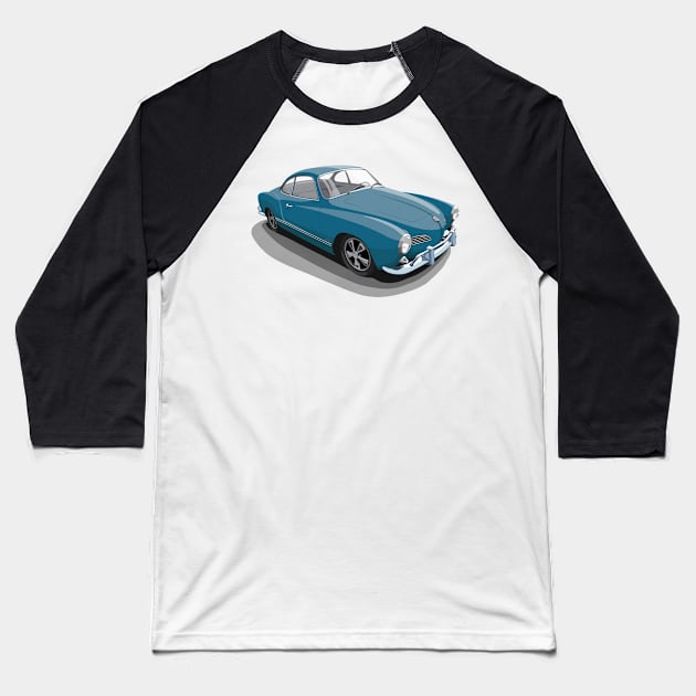 karmann ghia in blue Baseball T-Shirt by candcretro